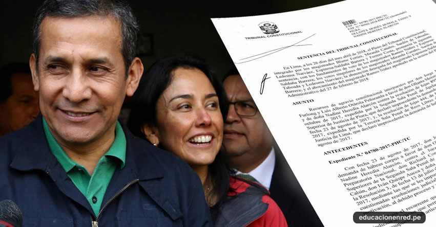 Tribunal Constitucional falló a favor de revocar prisión preventiva de Ollanta Humala y Nadine Heredia